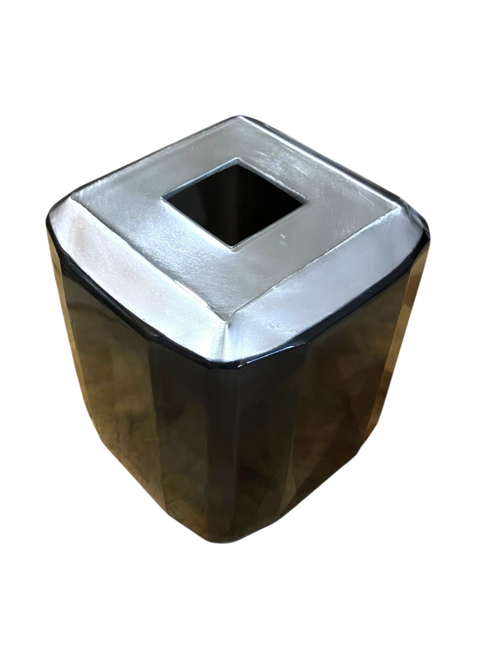 Croscill Home Barron Tissue Box Cover Silver Gray Charcoal Black